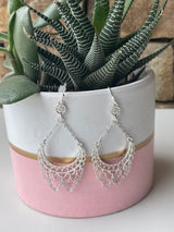 Silver Filagree Dangle Chain Earrings
