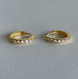 Mini Gold Rhinestone Hoop Earrings