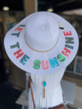 Let The Sunshine Sequins White Large Brim Sun Hat