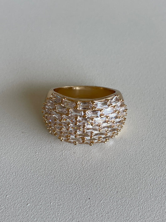 Gold Bling Statement Ring  - Size 9