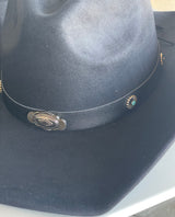 Black Cowgirl Hat W/Silver & Turquoise Stone Band & Adjustable Fit