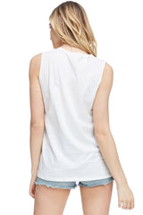 Let’s Go Girls White Distressed Graphic Tank