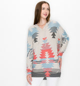 Aztec Lightweight Soft Poncho Hoodie