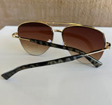 Aviator Tortious & Gold Frame Sunglasses w/Dark Lenses