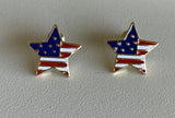 American Flag Star Post Earrings