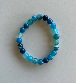 Aqua Blue Beaded Stretch Bracelet