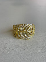 Gold Bling Leaf Shape Adjustable Ring