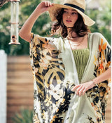 Paradise In Jungle Flower & Bird Print OS Kimono