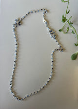 Long Silver & Aurora Borealis Beads Necklace