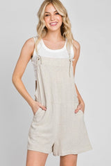 Oatmeal Overall Linen Jumper w/Adjustable Tie Straps & Pockets