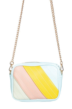 Blue, Yellow & Pink Retro Bag w/Chain Strap