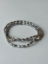 Grey Glass Beads Set of 3 Dainty Bracelets