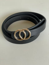 Black & Gold Linked Circles Thin Belt