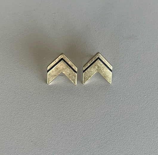 Gold & Black Chevron Post Earrings