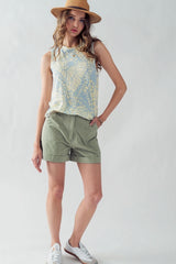 Butterfly Print Blue & Lime Tank Top
