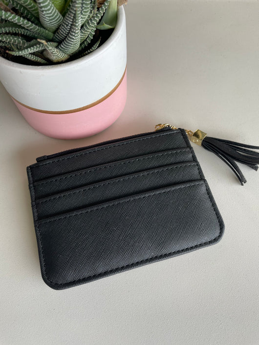 Matte Black Small Card & Coin Wallet