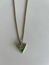 Tribal Triangle Glass Stone Brass Necklace