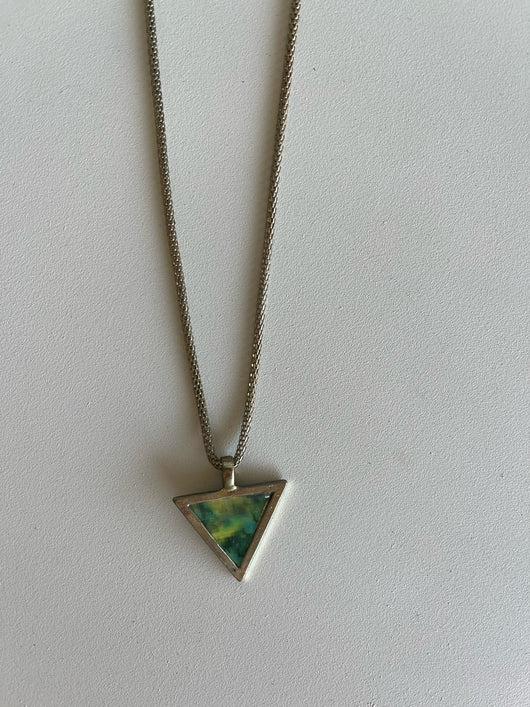 Tribal Triangle Glass Stone Brass Necklace