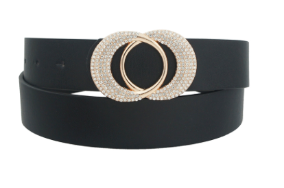 Black Rhinestone Pave Linked Circles Belt