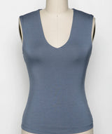 Ash Blue V-Neck Double Layered Tank Top