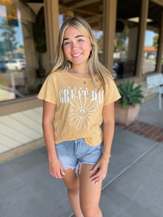 Have A Great Day Yellow Daisy Graphic Tee