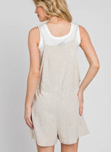Oatmeal Overall Linen Jumper w/Adjustable Tie Straps & Pockets
