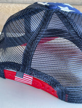 Stars & Stripes Trucker Hat Adjustable Snap Closure