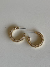 Gold Rhinestone Small C Hoop Earrings