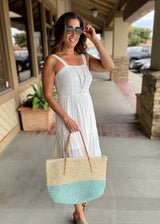 White Tiered Tank Midi Dress w/Lining & Adjustable Straps