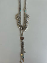 Goddess Antique Silver Layered Necklace w/Turquoise Beads