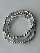 Silver Ball Set of 3 Beaded Stretch Bracelets