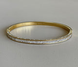 Gold Pave Rhinestone Hinge Bangle Stainless Steel Bracelet