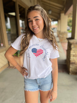 All American Sweetheart White Graphic Tee