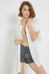 Blanca Oversized Button Down Short Sleeve Top