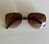 Aviator Tortious & Gold Frame Sunglasses w/Dark Lenses
