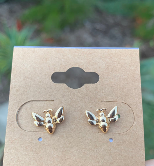 Gold Honey Bee Post Earrings