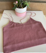 Rose Pink Seamless Ribbed Spaghetti Strap Crop OS Top by Dynamic Fashion