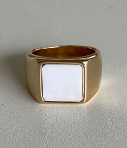 Gold Ring w/White Square Stone