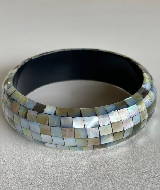 Shelly Mosaic Chunky Bangle Bracelet
