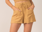 Elan’s Mustard Drawstring Shorts w/Pockets
