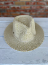 Gold & Natural CC Sun Hat w/Thin Tie Band and Adjustable