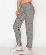 Star Print Heather Grey Joggers w/Drawstring Waist