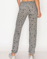 Star Print Heather Grey Joggers w/Drawstring Waist