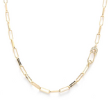 Gold Chain w/Rhinestone Clothes Pin Necklace