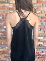 Black Lace Trim Spaghetti Strap Cami by Lovestitch