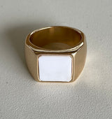Gold Ring w/White Square Stone
