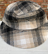 Taupe & Charcoal Plaid Bucket Hat