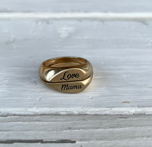 Love Mama Gold Combo Set Heart Shape Rings