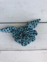 Teal Polka Dot Mini Top Knot Hair Scrunchie