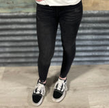 High Rise Skinny w/Distressed Hem Washed Black Just USA Jeans